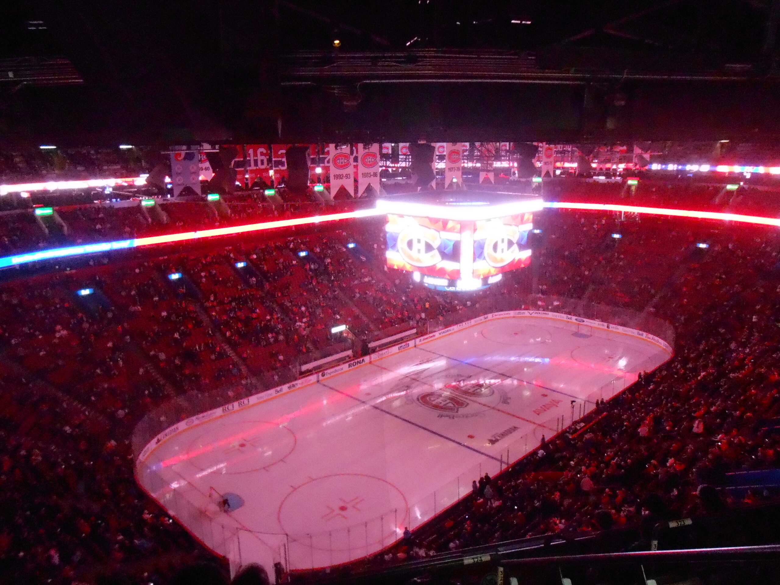 Bell Centre in Montreal set up for a Canadiens hockey game