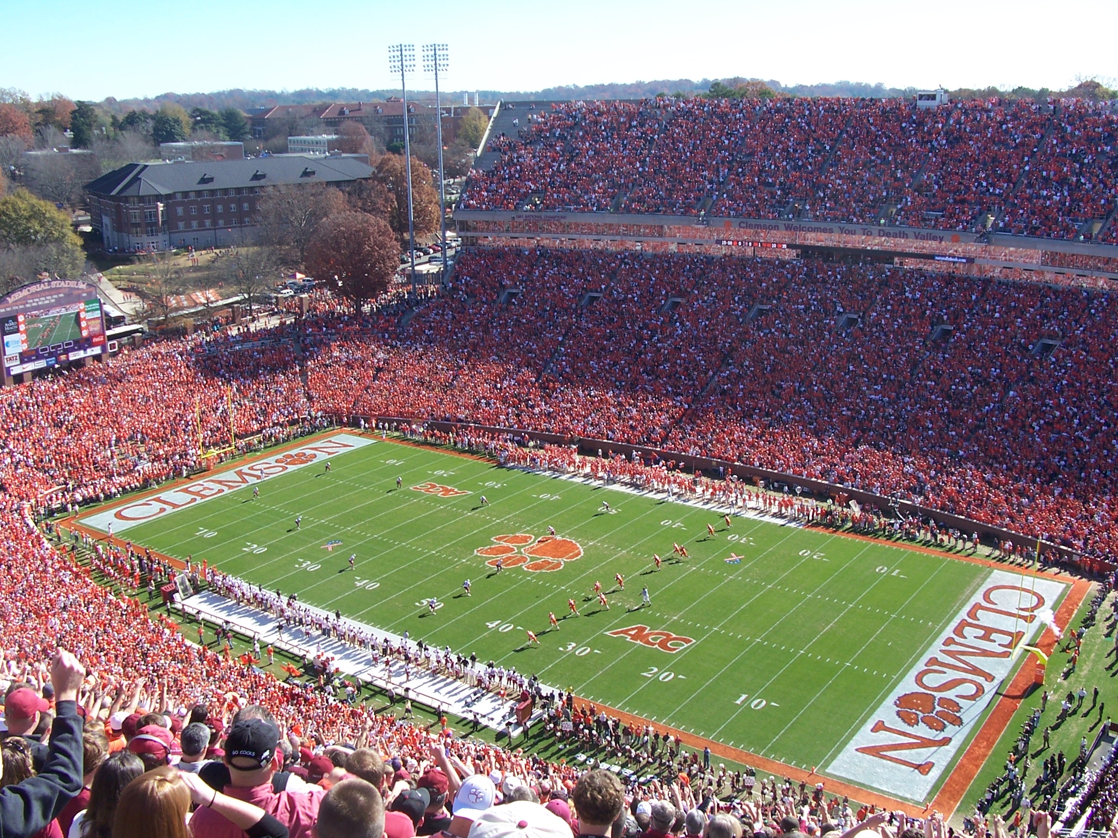 Clemson Memorial Stadium filled with fans during a football game