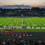 Football field under stadium lights
