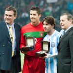 Cristiano Ronaldo and Lionel Messi together before Portugal vs Argentina in 2011