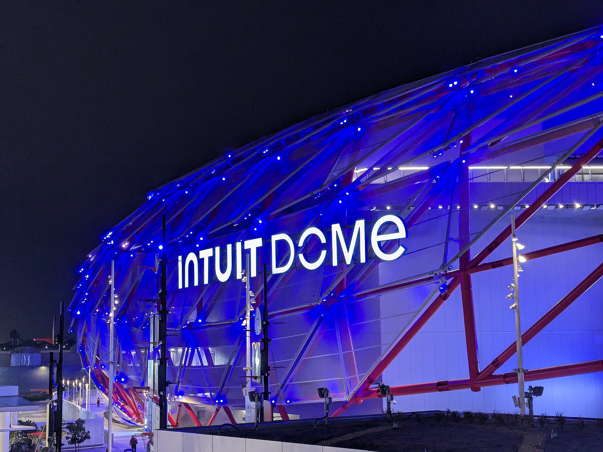 Exterior facade of Intuit Dome in Inglewood, California