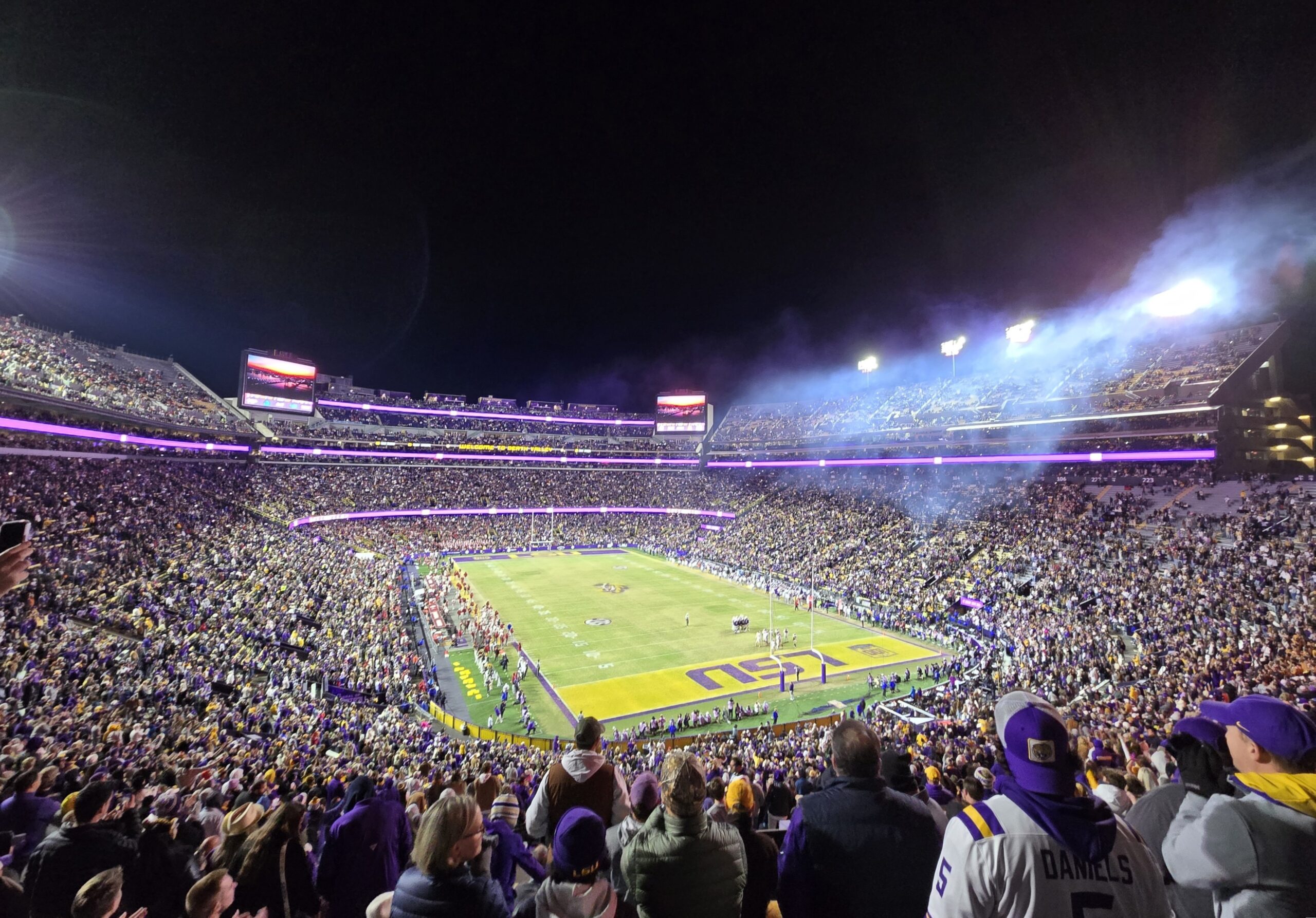 Tiger Stadium at LSU packed for a night football game