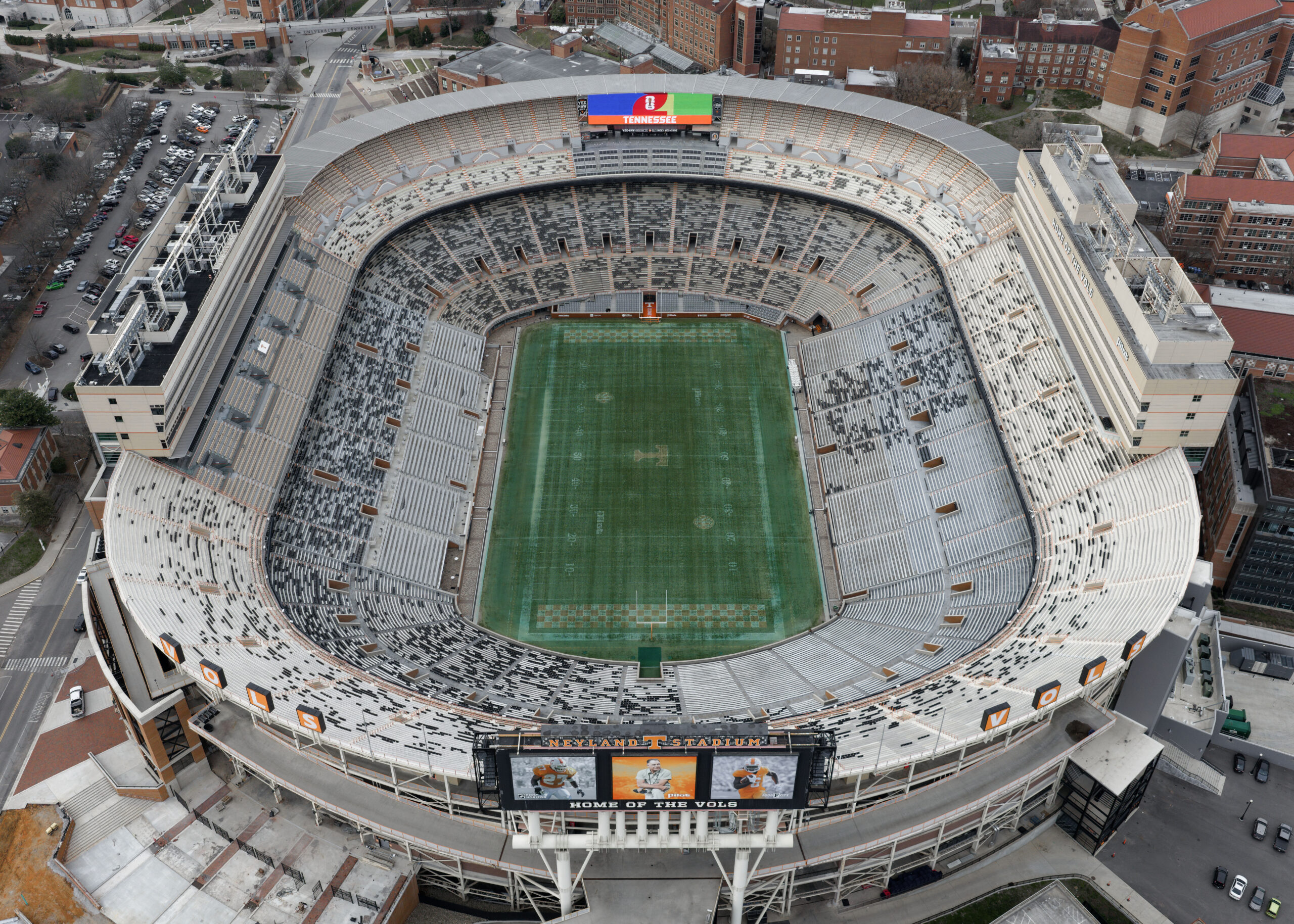 Aerial view of Neyland Stadium in Knoxville, home of Tennessee Volunteers football