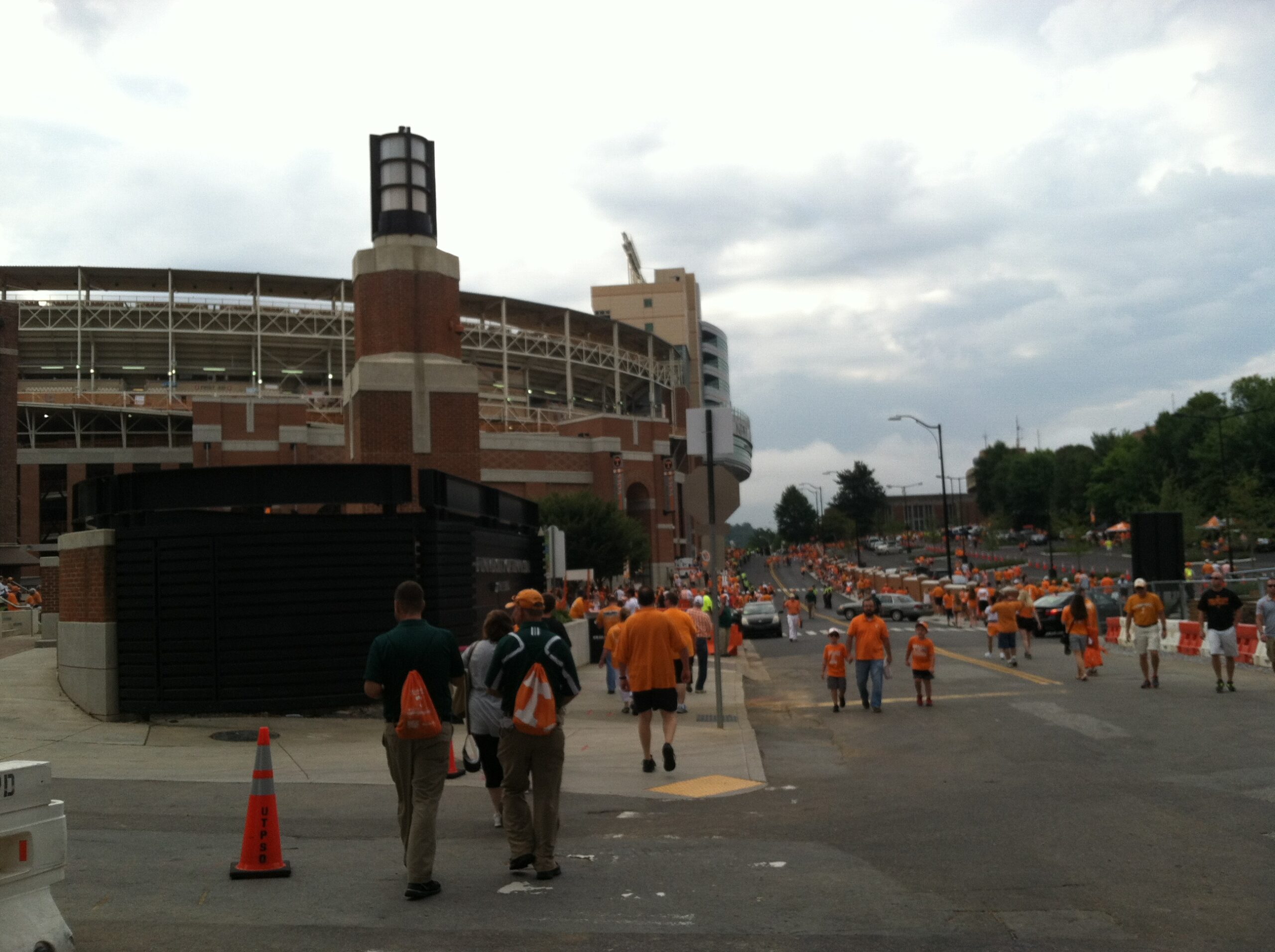 Tennessee football fans arriving at Neyland Stadium in Knoxville