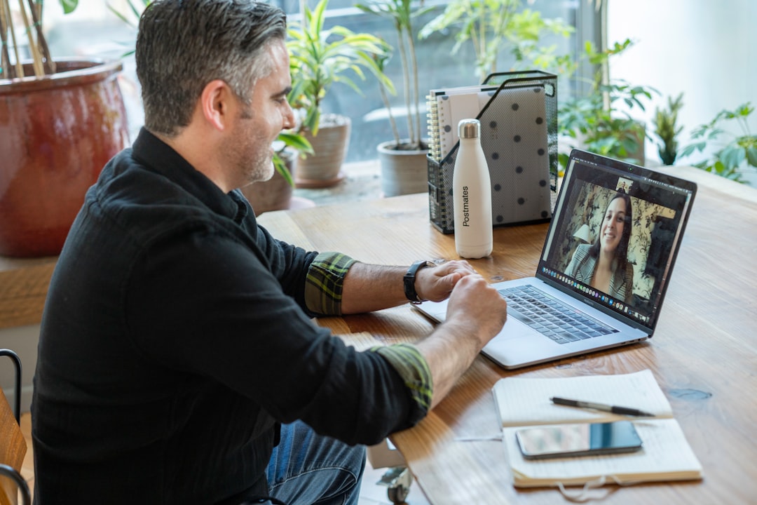 Professional teaching or presenting online from a laptop