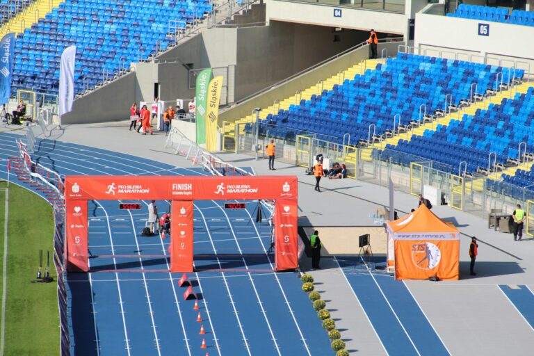 Finish line on a running track illustrating timing and record ratification conditions