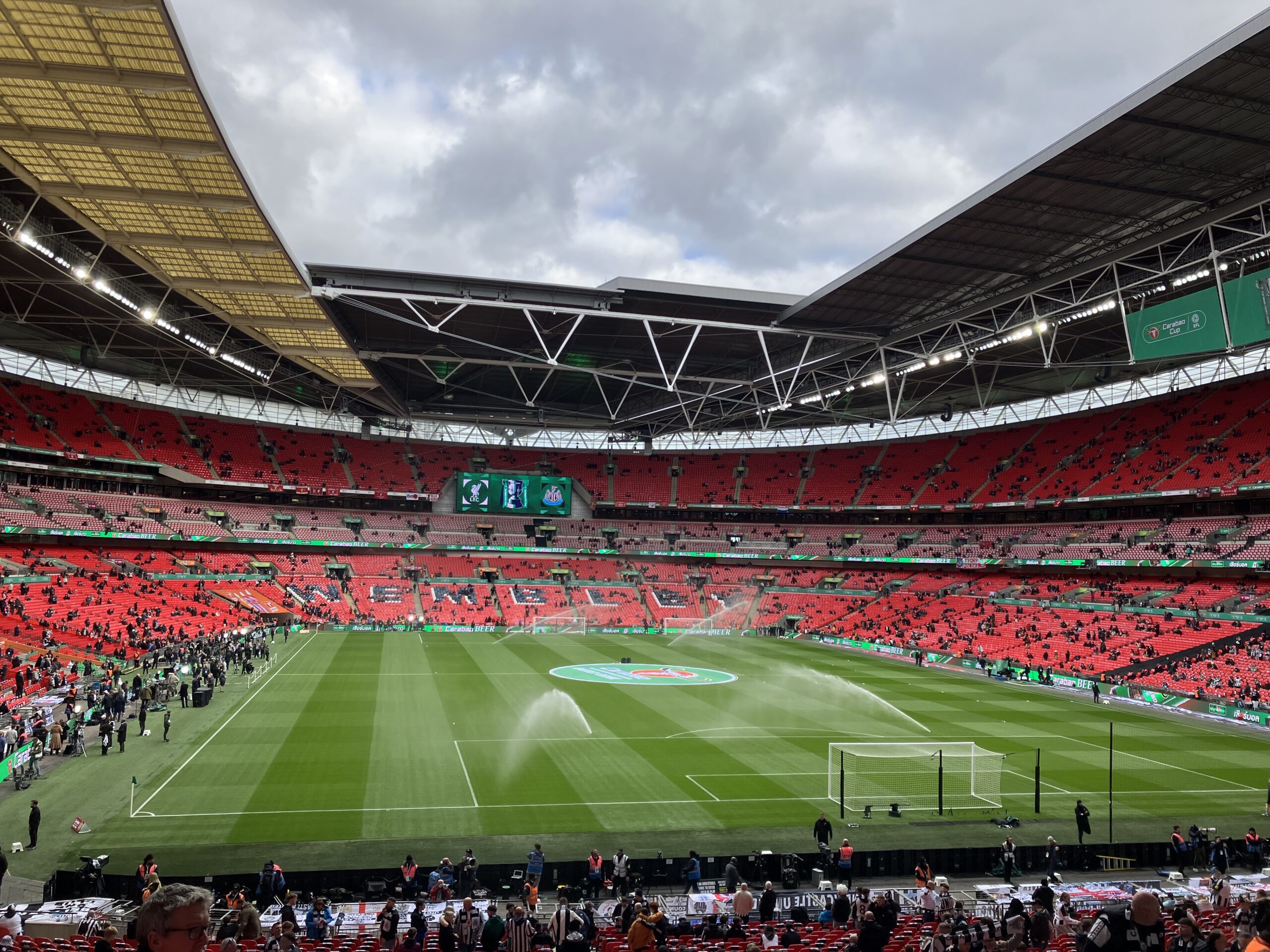 Wembley Stadium in London before the 2025 League Cup Final