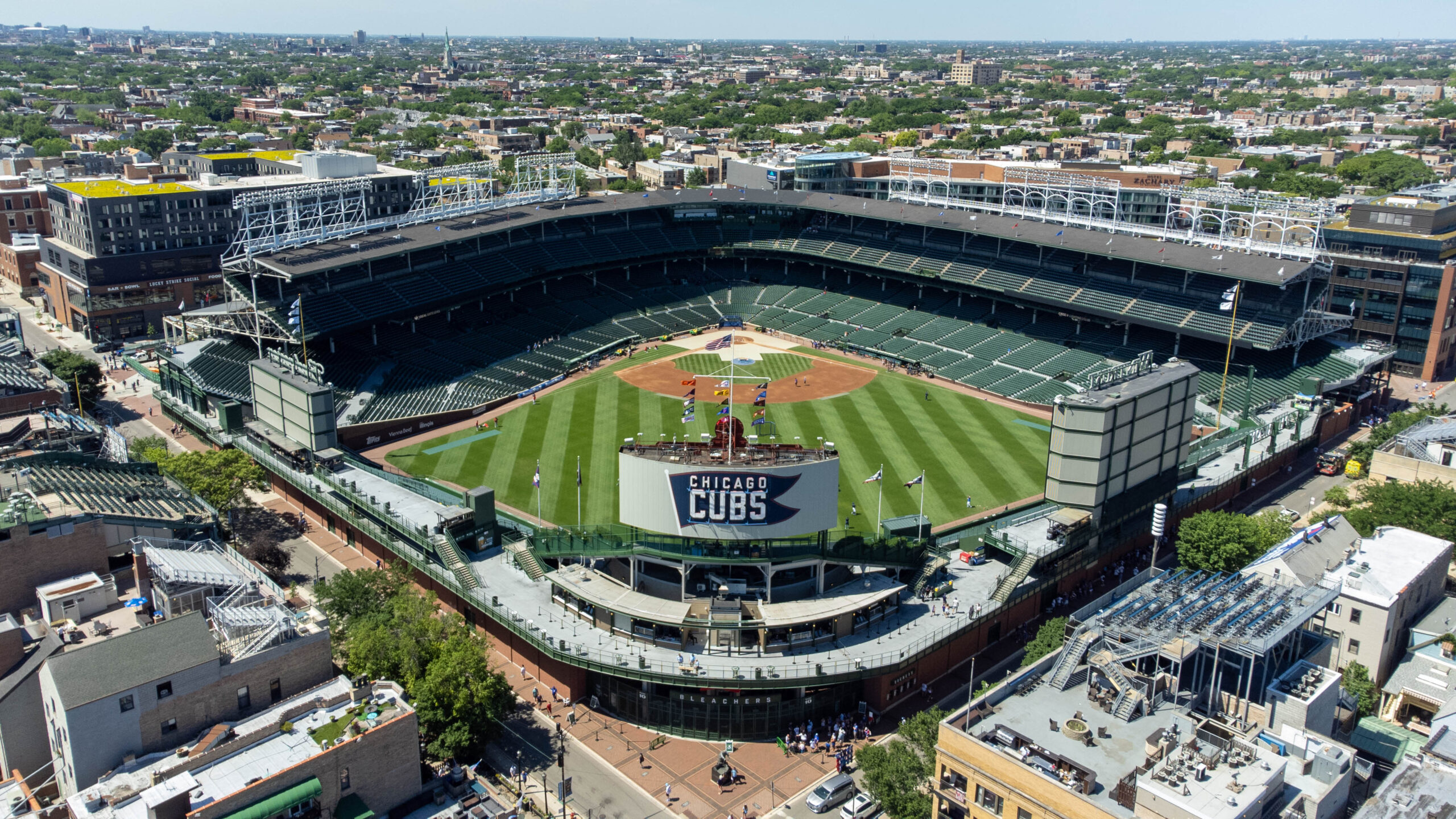 Aerial view of Wrigley Field in Chicago