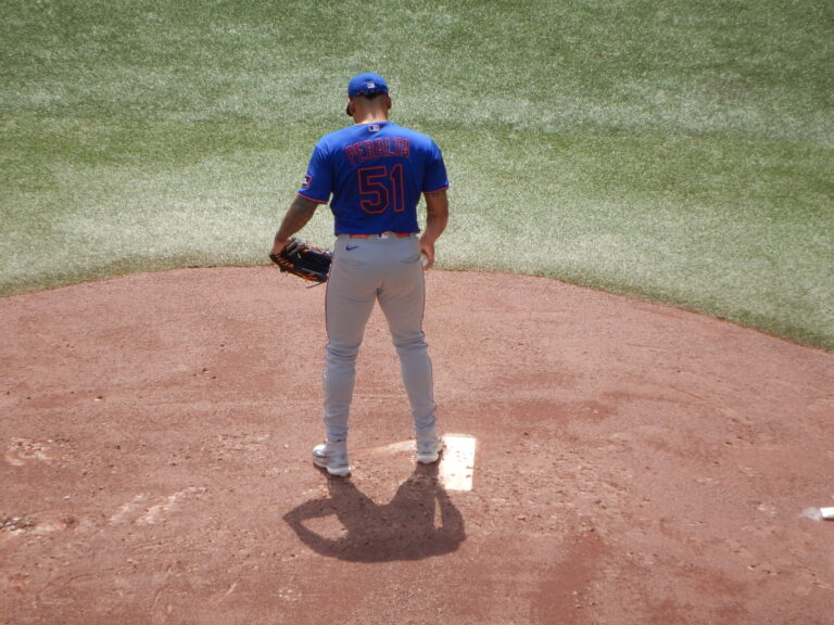 Freddy Peralta pitching for the New York Mets against the Toronto Blue Jays on April 27, 2026; archival image from before his move to Tampa Bay.
