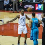 Archive photo of Kawhi Leonard playing for the Toronto Raptors at Scotiabank Arena in 2019