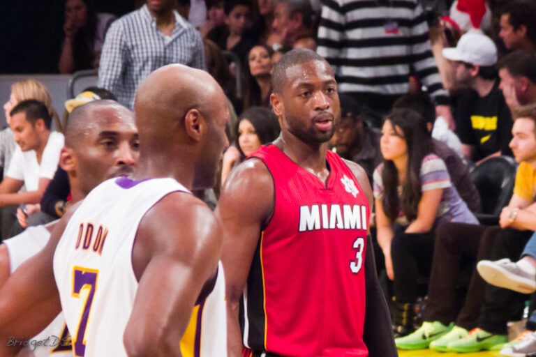 Dwyane Wade of the Miami Heat playing against Kobe Bryant and the Los Angeles Lakers on December 25, 2010
