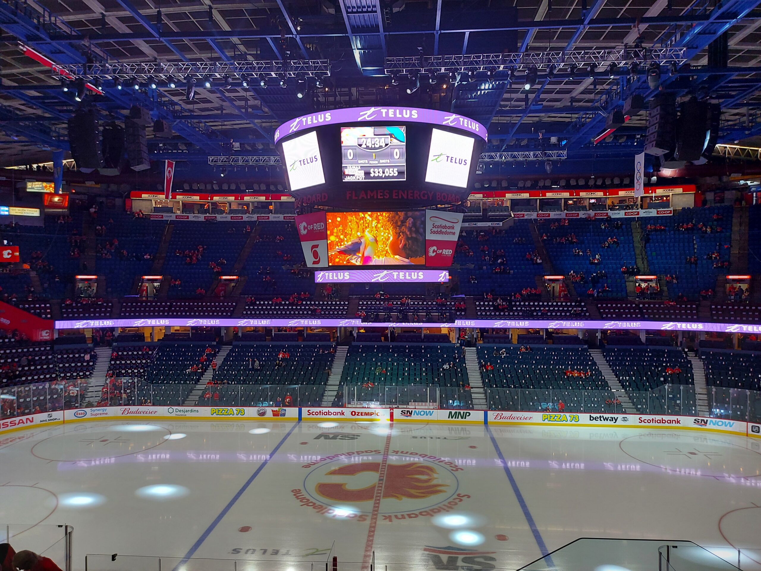 Inside Scotiabank Saddledome before a Calgary Flames hockey game
