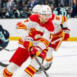 Yegor Sharangovich in a Calgary Flames uniform